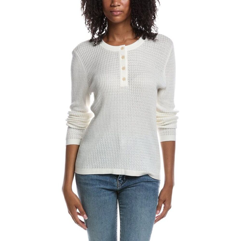 Cabi Womens Henley Pullover T-Shirt, White